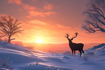 deer in winter generative ai