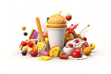 3d rendering of food elements