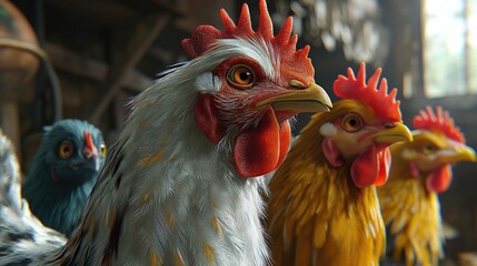 cute funny hens. Created with generative AI.