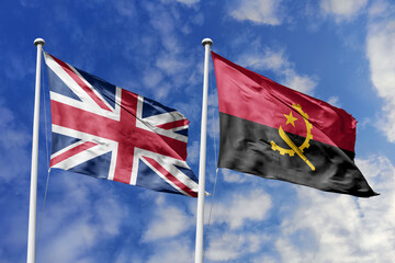 3D illustration, United Kingdom and Angola alliance and meeting, cooperation of states.