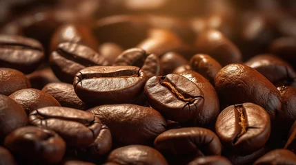 Rolgordijnen Close-up of raw coffee beans © nahij