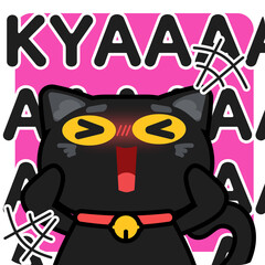 Black cat excited stickers