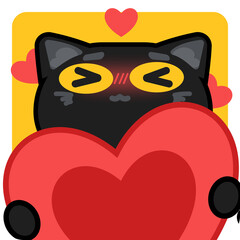 Black cat love sticker