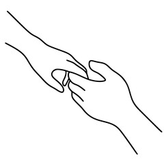 holding hands with minimal line art svg