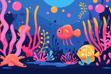 Colorful Underwater Scene With Fish and Corals