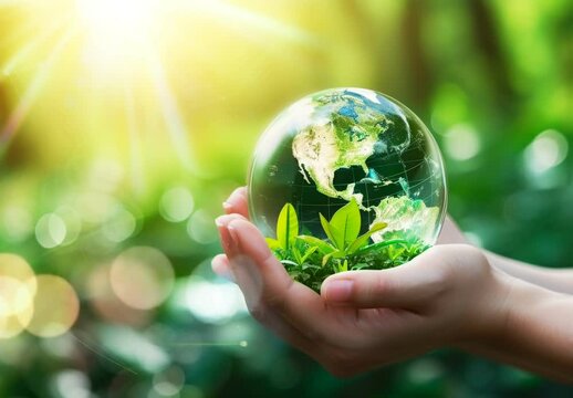 a hand holding earth globe glass, environment earth day 4k video