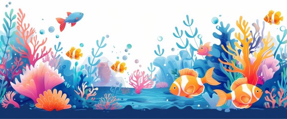 Fototapeta na wymiar Underwater Scene With Fish and Corals