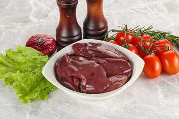 Raw turkey liver in a bowl ready for cooking