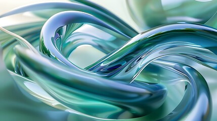 Intertwining Blue and Green Ribbons Create a Serene and Futuristic Abstract Design, To add a touch of futuristic elegance to a design project or