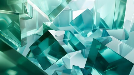 Abstract Background of Teal Glass Cubes, To add a sleek and modern touch to abstract or futuristic designs