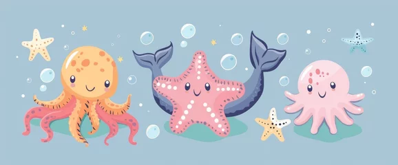 Stickers muraux Vie marine Group of Sea Animals Standing Together