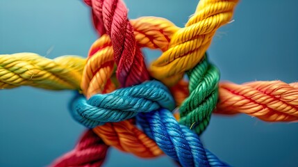 Strength in Unity: Diverse hands intertwine, forming an unbreakable bond. Witness the power of teamwork against a vibrant backdrop!