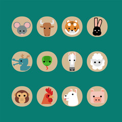 12간지 동물 일러스트레이션