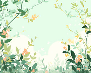 Fototapeta na wymiar seamless background with leaves-generative aI