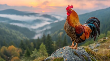 rooster crows in the morning. Created with generative AI.