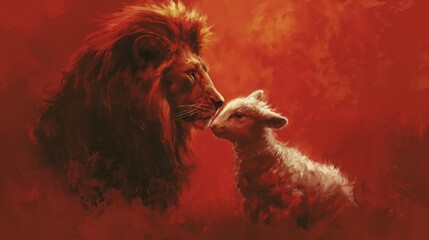 The Lion and the Lamb together. Created with generative AI.