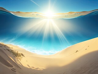 Vector sunrays and a sandy ocean bottom - obrazy, fototapety, plakaty