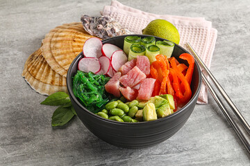 Hawaiian cuisine - poke with tuna and rice