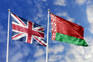 3D illustration, United Kingdom and Belarus alliance and meeting, cooperation of states.