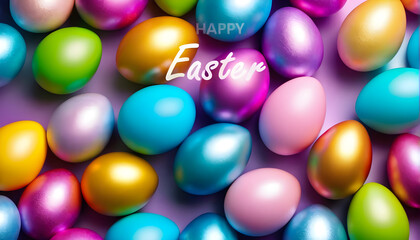 Happy Easter Colorful Copy space text Easter eggs background