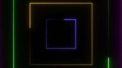 Abstract Neon light Squire frame background tunnel illustration.