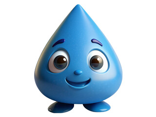 a cute cartoon water droplet with a friendly expression
