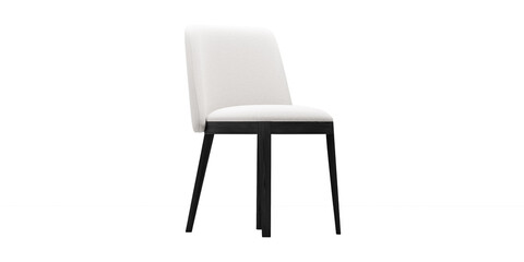 Modern and luxury white chair with black wooden legs isolated on white background. Furniture Collection. 