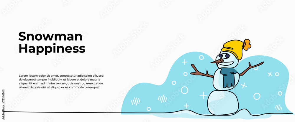 Poster vector illustration of creations from snow. modern flat in continuous line style.
