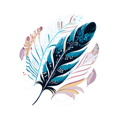 Entangle hand drawn stylized feathers