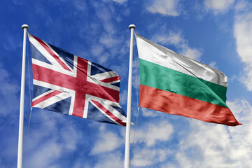 3D illustration, United Kingdom and Bulgaria alliance and meeting, cooperation of states.