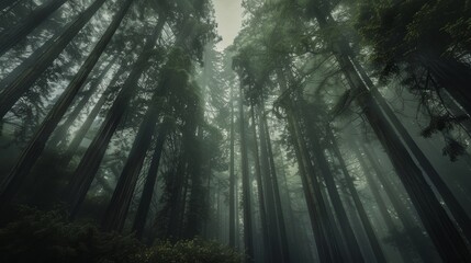 Fototapeta na wymiar fog-enshrouded redwoods
