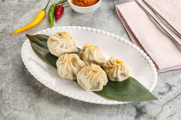 Chinese traditional steamed dumpligs momo