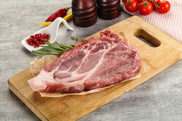 Raw pork neck steak uncoocked