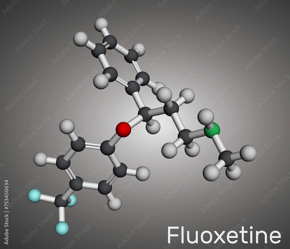 Sticker fluoxetine molecule, is antidepressant of the selective serotonin reuptake inhibitor ssri. molecular