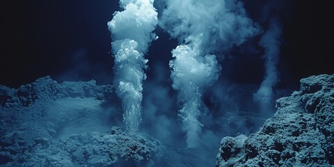 Hydrothermal Vents Erupting with Life-Sustaining Minerals on the Ocean Floor, Generative AI - obrazy, fototapety, plakaty