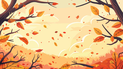 Autumn background landscape with autumn leaves on the