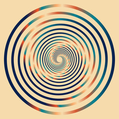 abstract background with circles. Graphic design art of abstract illusion of spiral with geometric shapes of pink and violet neon lines against purple background