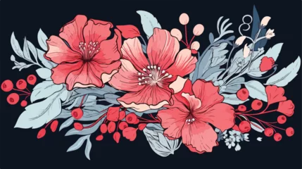 Behang beautiful flower or wild flower drawing flat vector © Nobel