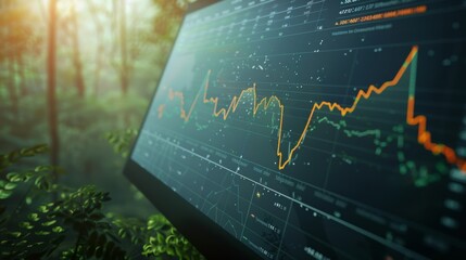 The computer screen display representing rising CO₂ levels; the other, a steady decline, representing forest cover