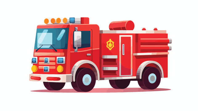 Cute Fire truck cartoon isolated on white background