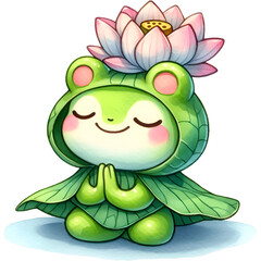 Little frog in the lotus pond