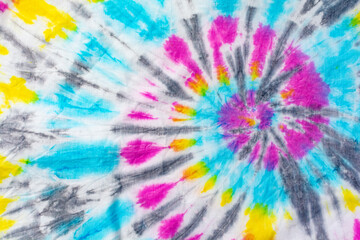 Tie dye colorful on cotton fabric abstract background.