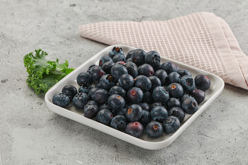 Sweet ripe blueberry on the bowl