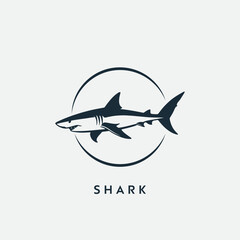 Minimalist shark vector logo design. easy to edit and replace name