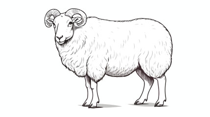 Fototapeta premium Domestic animal line drawing Sheep for qurbani 