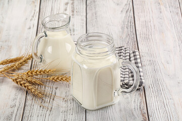 Organic milk in the glass