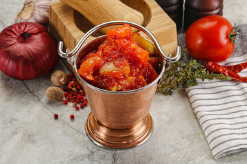 Homemade Lecho with tomato and paprika