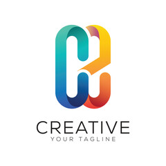 letter cz gradient colorful logo template - obrazy, fototapety, plakaty