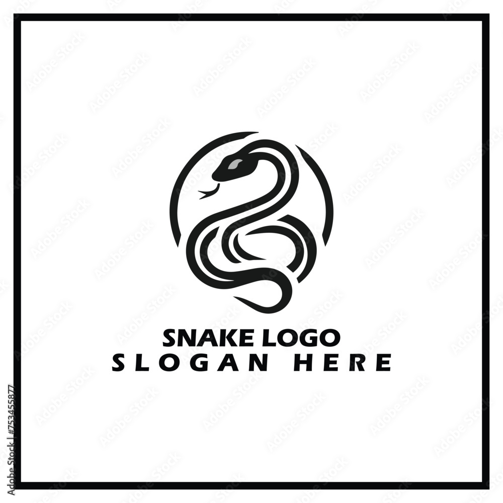 Fototapete snake logo design, with a simple and elegant style, suitable for logos that have a snake theme such as a zoo