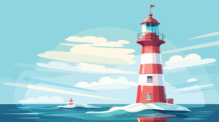 Cartoonat lighthouse searchlight tower for maritim
